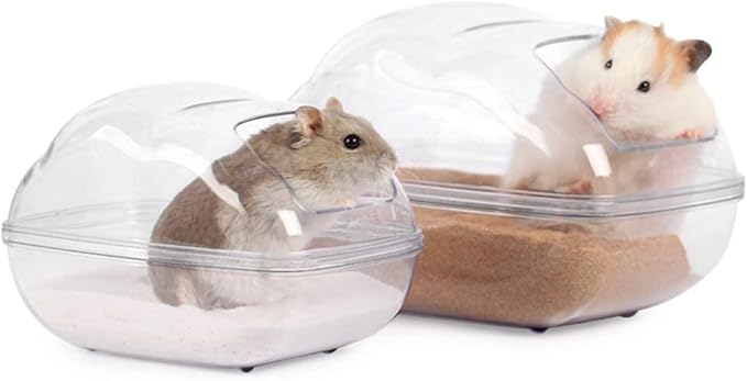 BUCATSTATE Hamster Sand Bath Container Large Hamster Toilet with Scoop Set Dust Bust Accessories for Small Animals (Transparent, Medium)