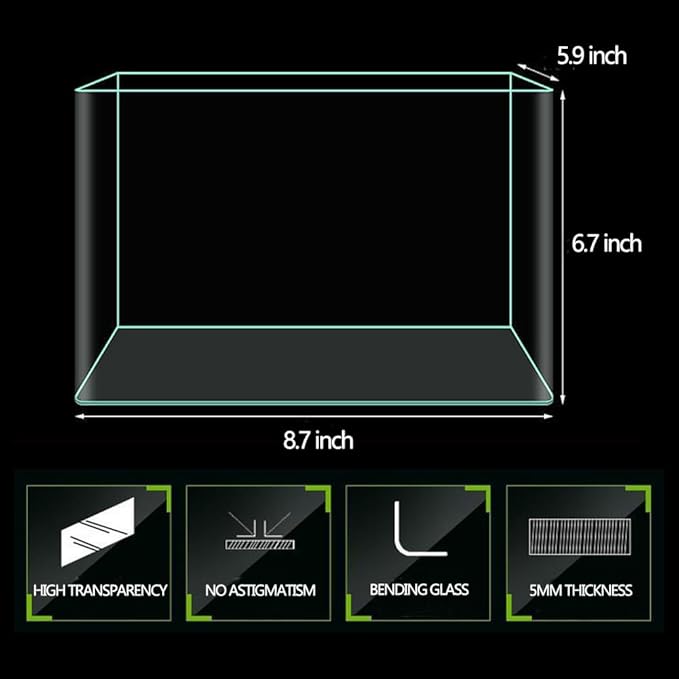 1.5 Gallon Aquarium Fish Tank,Rimless Aquarium Tank,8.7" L × 5.9" W × 6.7" H