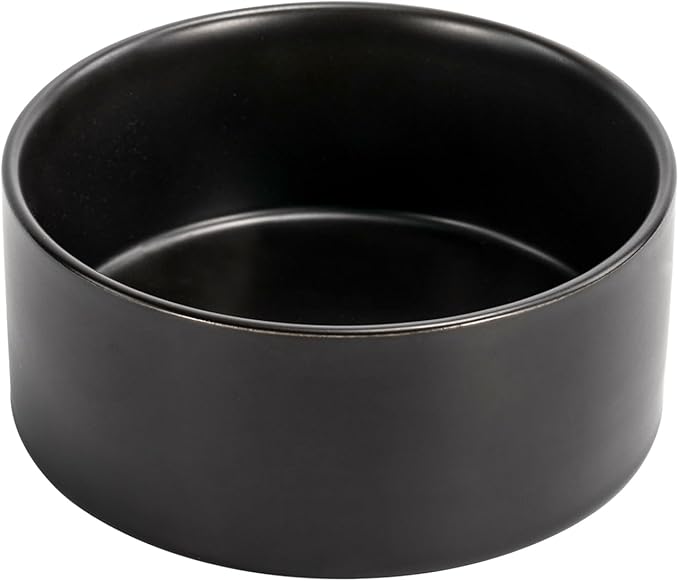 SPUNKYJUNKY 60OZ Ceramic Dog and Cat Bowl, Modern Cute Weighted Food Water Bowl for Replacement Black (2 Pack)