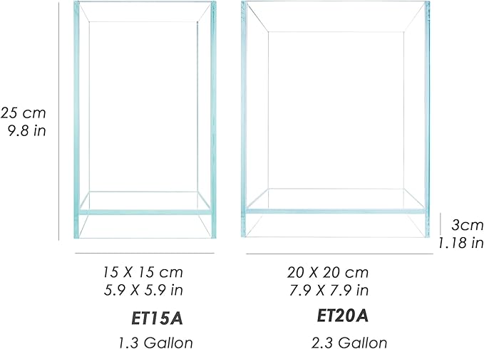 Nano Tall Rimless Aquarium Low Iron Frameless Fish Tank, Extra Clear with Floating Air Style, for Aquariums or Terrariums