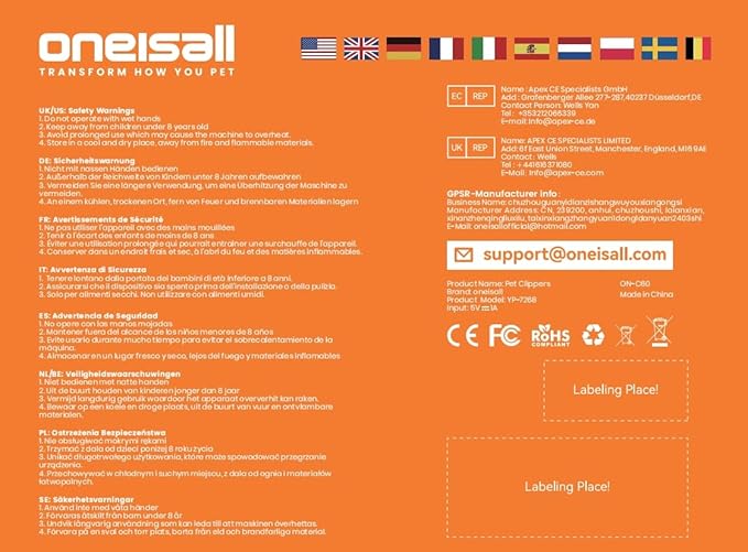 oneisall Cat Clippers for Matted Hair, 5-Speed Quiet Cat Grooming kit, Cordless Pet Shaver for Long Hair,Waterproof Pet Hair Trimmer, Pet Clippers for Cats(Green)