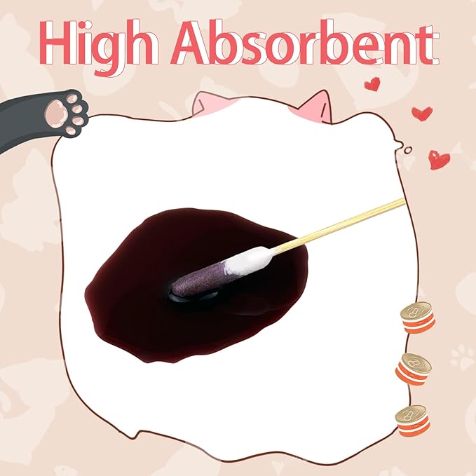 100 Pcs Long Cotton Swab for Dogs Ears – 6-Inch Long Cotton Swab with Bamboo Handle for Dog Ear Cleaning, Pet Wound Care, Makeup Touch Ups, Craft Projects, and Cleaning Electronics