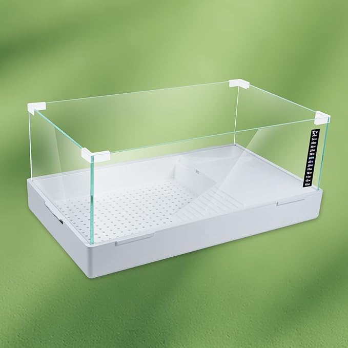 BETAZOOER Turtle Tank with Adjustable Water Pump Filter, Full View Visually Tortoise Aquarium Habitat, Glass Material Easy Changing Water&Clean for Small Amphibious Creatures Reptiles (23"×13.5"×10")