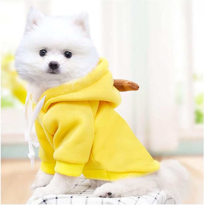 Warm Dog Winter Clothes Cute Fruit Dog Coat Hoodies Fleece Pet Dogs Costume Jacket for French Bulldog Chihuahua Ropa para Perro(Yellow,XXL)