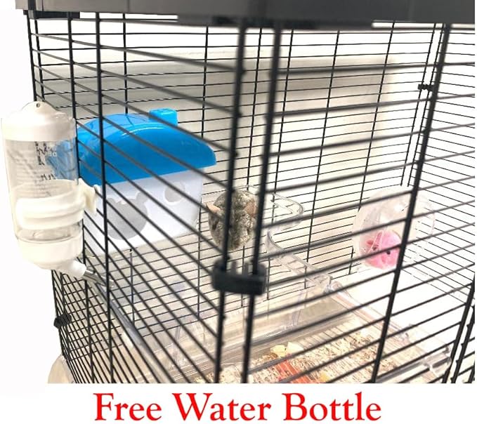 Large 3-Floor Clear Transparent Cage with 8-Inch Deep Clear See Through Base for Hamster Guinea Pig Habitat Rodent Gerbil Rat Mice Mouse