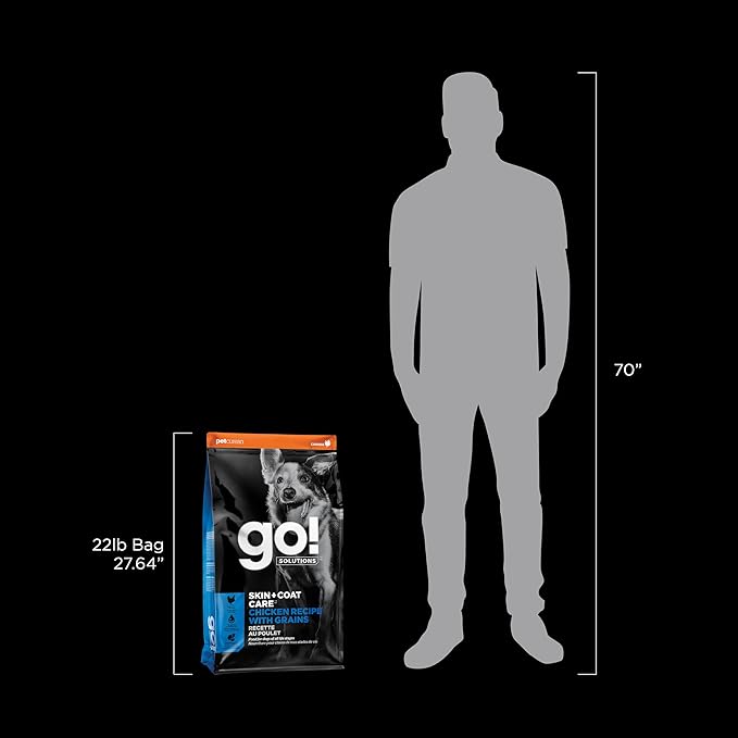 Go! Solutions Skin + Coat Care, Dry Dog Food, Chicken Recipe with Grains, 22 lb Bag