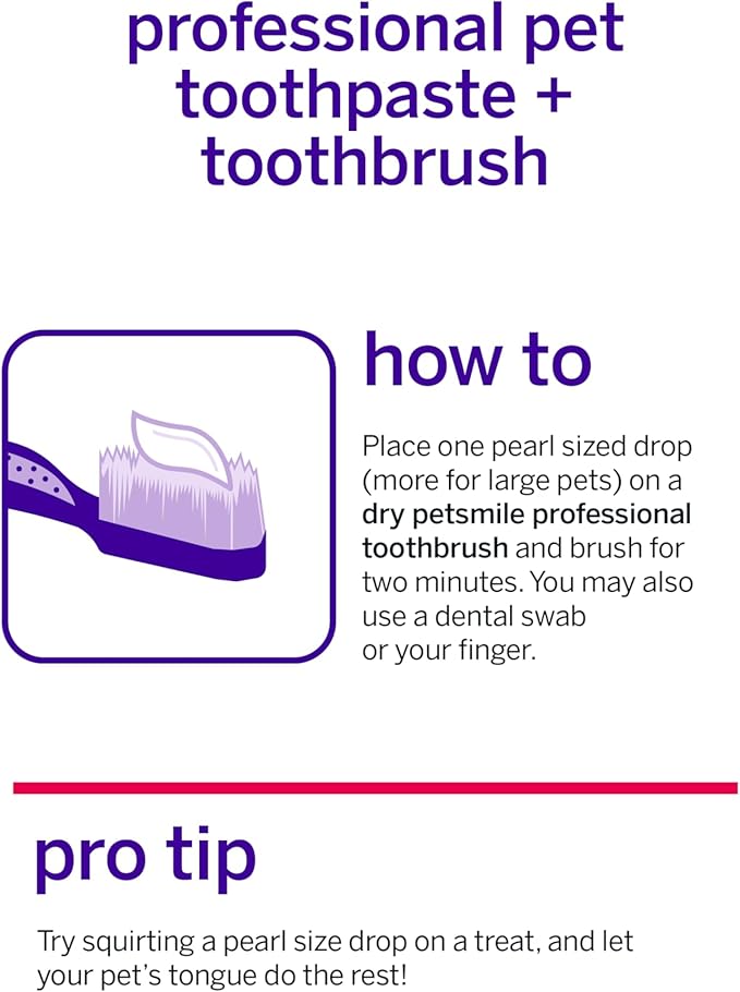 Petsmile Professional Pet Teeth Brushing Kit for Cats & Dogs - Only VOHC Accepted Toothpaste & Patented Toothbrush - Proven to Control Plaque & Tartar Calprox Formula (Rotisserie Chicken, 2.5 Oz)