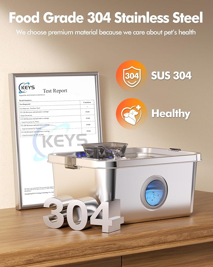 3.2Gal/12L Stainless Steel Dog Water Fountain, Dog Fountain Water Bowl with Dual-Latch, Pet Fountain for Dogs Cats, and Multi-Pet, Automatic Dog Water Bowl Dispenser with Water Window, Ultra Quiet