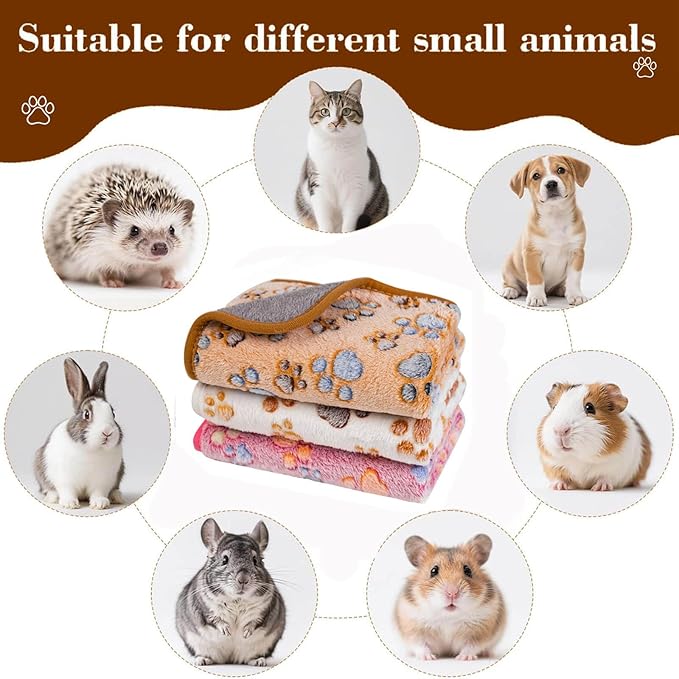 Waterproof Guinea Pig Fleece Liners - 3 Pack Washable Cage Liners for Small Pets, Super Soft, Absorbent, Reversible Blankets for Hamsters, Rabbits, Chinchillas