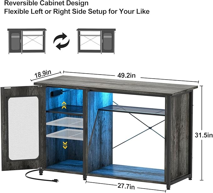 55-75 Gallon Fish Tank Stand, Reversible Heavy Duty Metal Aquarium Stand with Cabinet for Fish Tank Accessories Storage, Turtle/Reptile Terrariums, Black Oak