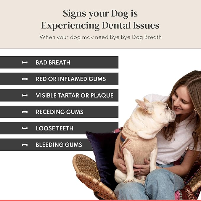 Dog Dental Powder – Vet Formulated - Cleans Teeth, Freshens Breath, Fights Plaque and Tartar – Natural Ingredients - 19 Active Ingredients - Oral Dog Probiotic - No Brushing - Made in USA