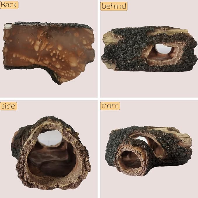 IBWell Aquarium Wood Fish Tank Decorations,Resin Fake Logs Terrarium DÉCor, Reptile Hide Aquarium Hideout for Fish Cave, Small Turtles, to 20 Gallon Tank