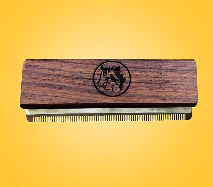 Deshedding Grooming Tools for Dogs Cats & Horse Easy Ergonomic Wooden Handle Professional Brush Grooming Tool, Remove painlessly 95 Percent of Lose Hair Fur & Dirt (5 inch) (5 inch)