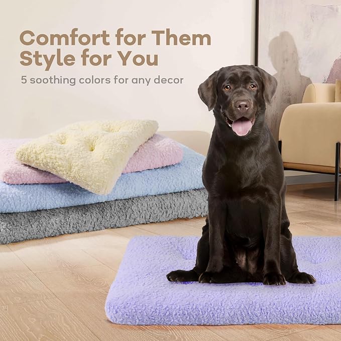 Mora Pets Cat Bed Comfy Puppy Crate Beds Plush Cat Sleeping Mat Washable Pets Mattress Anti-Slip Kitten Bed Soft Kennel Pad for Small Dogs Cats Breeds, 23" x 18", Lilac