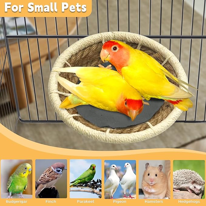 kathson Hemp Rope Weave Bird Breeding Nest Bed for Parakeet Cockatiel Canary Lovebird and Small Parrot Cage Hatching Nesting Box(Beige)