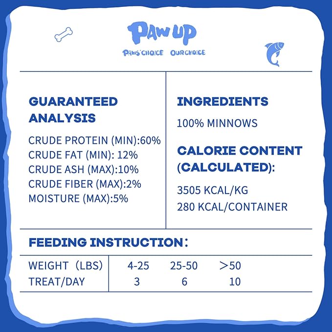 Freeze Dried Minnows Cat Treats – 100% Raw Single-Ingredient Pet Fish Snacks – Rich in Omega-3, Grain-Free – Healthy Training Rewards & Meal Toppers for Dogs & Cats, 2.8 oz