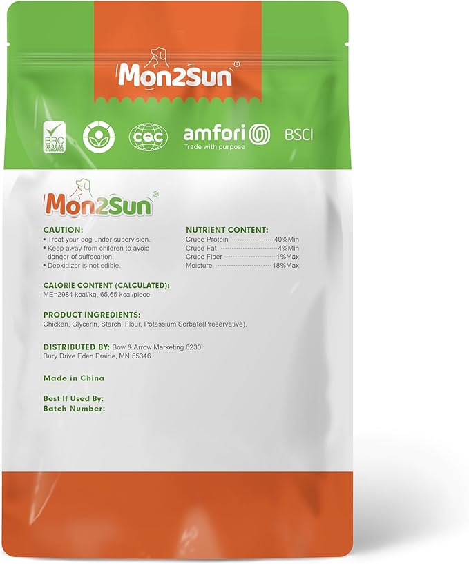 MON2SUN Chicken Jerky Dog Treats Made with Chicken Breast, High Protein & Grain Free, Training Treats for Small to Large Dogs (14.11 Ounce -Pack of 1)