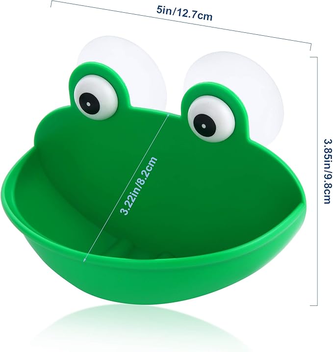 Frog Habitat Frog Dish Holder with Suction Cups, Cute Frog Terrarium Decor Fish Tank Decoration for Tree Frog Toad Tadpole (1 Pack)