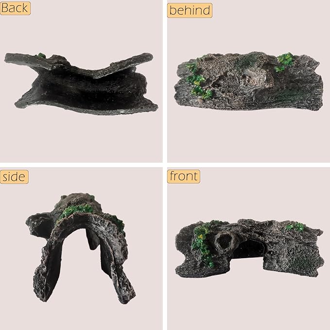 IBWell Aquarium Wood Fish Tank Decorations,Resin Fake Logs Terrarium DÉCor, Reptile Hide Aquarium Hideout for Fish Cave, Small Turtles, to 20 Gallon Tank