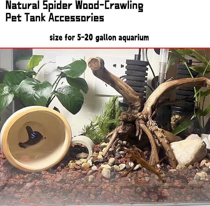 Hamiledyi 4PCS Driftwood for Aquarium,8-10in Natural Spider Wood Reptile Branches Fish Tank Log Ornament Aquarium Trunk Decoration