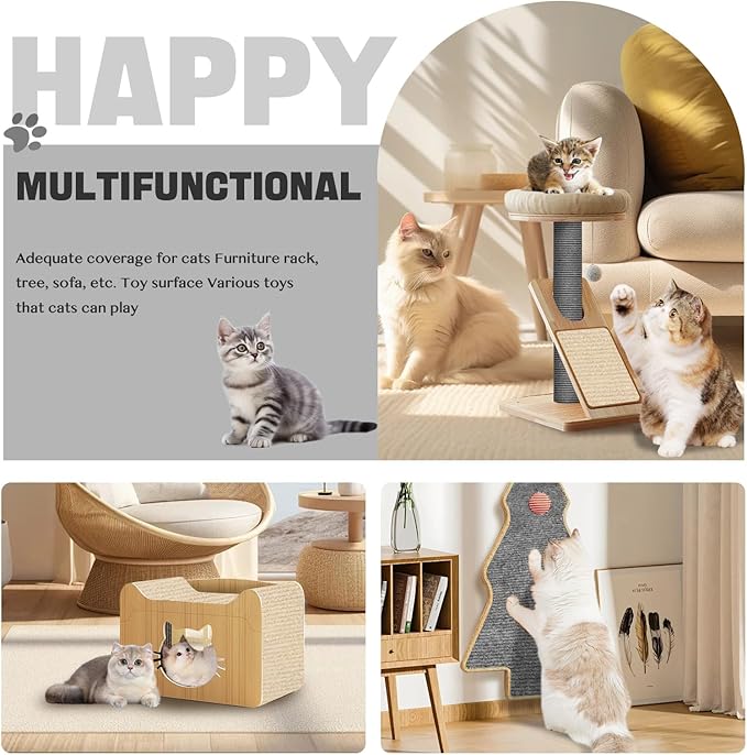 118"x15.8" Cat Scratch Couch Furniture Protector, Adhesive Cat Scratch Pad Deterrent for Furniture, DIY Climbing Cat Scratcher Couch Protector from Cat Claws Scratching Mat for Indoor Sofa (Khaki)