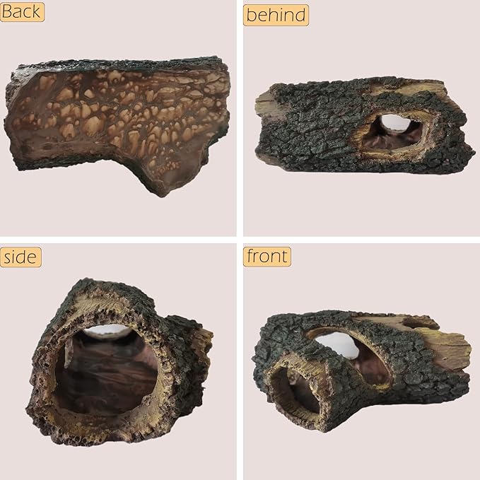 IBWell Aquarium Wood Fish Tank Decorations,Resin Fake Logs Terrarium DÉCor, Reptile Hide Aquarium Hideout for Fish Cave, Small Turtles, to 20 Gallon Tank