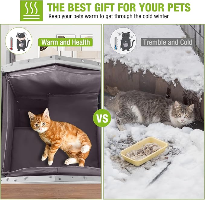 Insulated Cat House for Outdoor Cats Waterproof Feral Kitty Shelter for Winter,Insulation Liner Include…