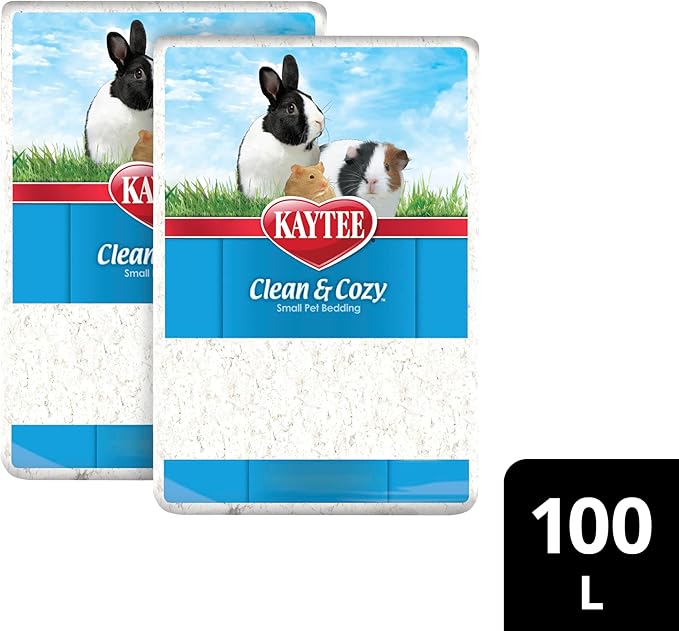 Kaytee Clean & Cozy White Paper Bedding, Made for Small Animals, 100 Liters, Pack of 2