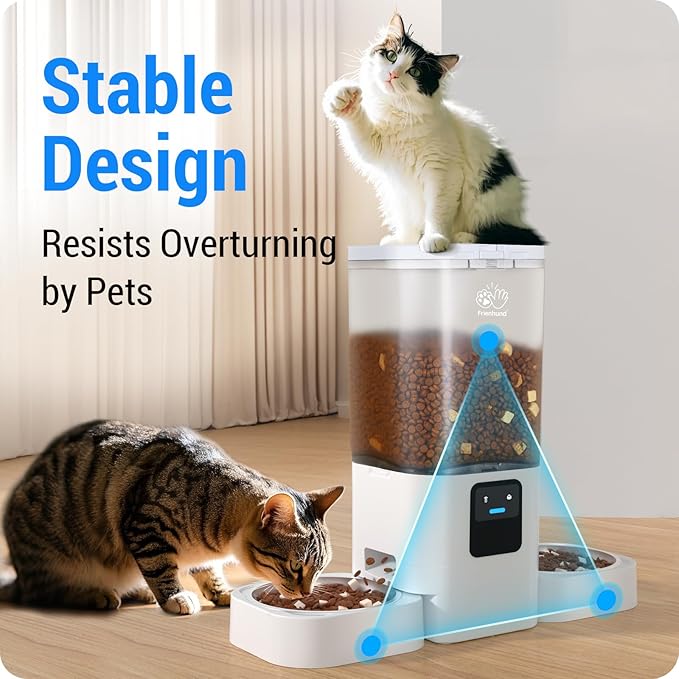 Automatic Cat Feeder 2 Cats with Slow Feed: Dual Automatic Dog Feeder with 5G WiFi, Cat Food Dispenser with APP Control for Multiple Pets, Detachable for Easy Clean,Large Food Storage-29 Cup