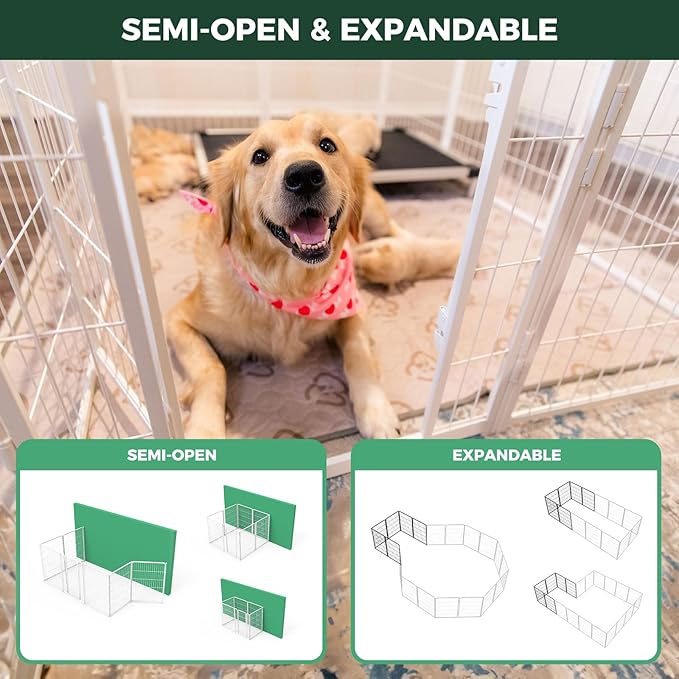 FXW Homeplus Unleashed Indoor Dog Playpen - Stress-Free and Safe Play, Heavy Duty 40 Inch 16 Panels Dog Pen for Medium and Large Dogs, White│Patented