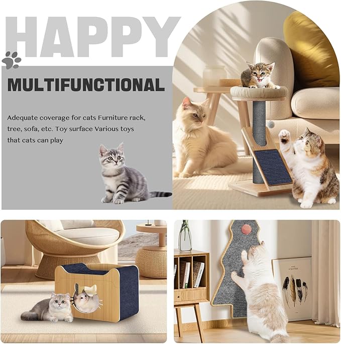 118"x15.8" Cat Scratch Couch Furniture Protector, Adhesive Cat Scratch Pad Deterrent for Furniture, DIY Climbing Cat Scratcher Couch Protector from Cat Claws Scratching Mat for Indoor Sofa (Navy)