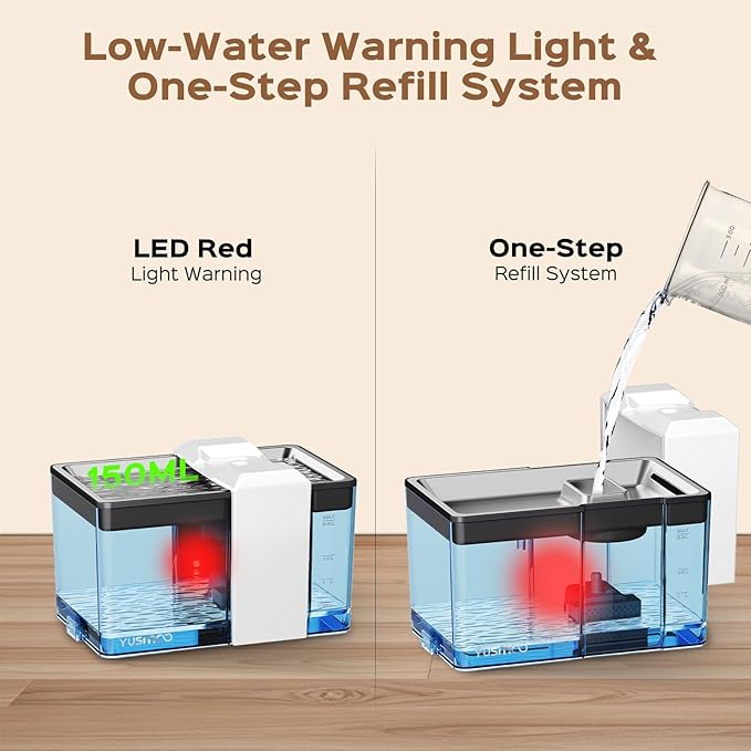 Automatic Cat Water Fountain with Food Bowl – 2.2L/74oz 2-in-1 Pet Water Dispenser & 304 Stainless Steel Bowl, Ultra-Quiet, LED Indicator, BPA-Free, Smart Shut-Off for Cats and Dogs