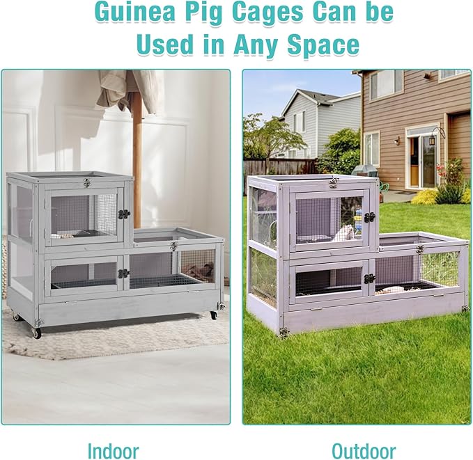 Guinea Pig Cage,2-Story Hamster Cage with Anti-Chewing Pull Out Tray,Small Animal Cage for Rabbit,Rat,Hedgehog,Chinchilla