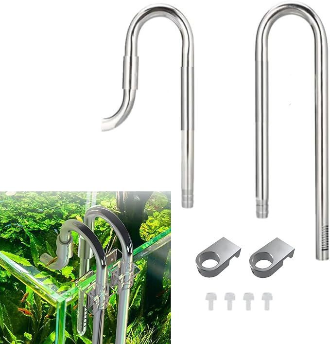 Lily Pipe Outflow for Aquarium Planted Tank (16mm for 16/22 mm (5/8 Inch) Tubing), Inflow and Outflow Pipe Set Adjustable Inlet Outlet Water Pipe Removes Surface Scum Pipe