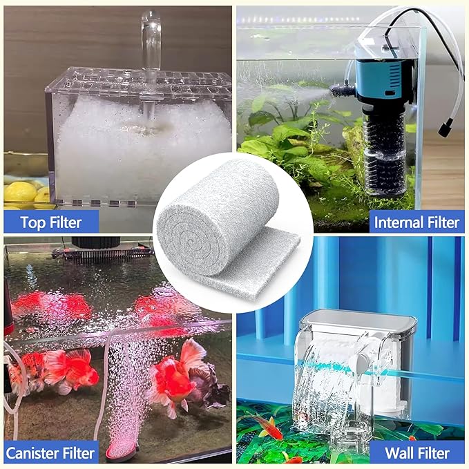 Aquarium Filter Media Floss, 12” x 72" Cut to Fit Fish Tank Filters for Crystal Clear Water Roll Material Pond Pad for Freshwater, Saltwater, Turtle Tanks, Reef & Koi Ponds