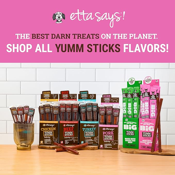 etta says! Yumm Sticks - Real Meat Pork Dog Jerky Treats - Human Grade - Made in The USA (12 Count Pack of 1)
