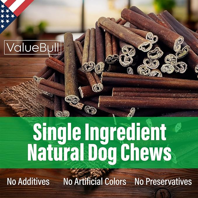 ValueBull USA Collagen Sticks for Dogs, 6 Inch Medium Chews, Natural Long-Lasting Dog Treats, 100 Count Bulk Pack - Promotes Joint, Skin & Coat Health with Glucosamine and Chondroitin