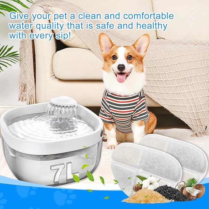 12 Pack Filter & 12 Pump Sponges Dog Water Bowl Filter Compatible with FEELNEEDY Dog Fountain 7L/1.8Gal(FN-W05), 12+12 Cat Drinking Fountain Filters Fit for Pet Automatic Water Dispenser