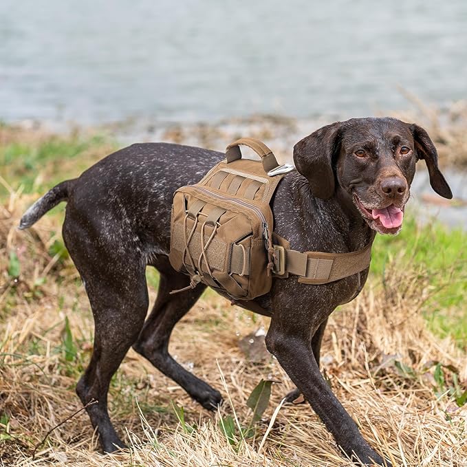 EXCELLENT ELITE SPANKER Dog Pack Hound Dog Saddle Bag Backpack for Travel Camping Hiking Medium & Large Dog with 2 Capacious Side Pockets(RGN-L)