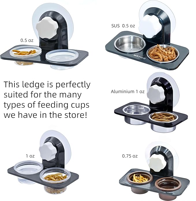 100 Cups + Feeding Ledge Enhanced, Reptile Amphibian Food Bowls and Water Dish, for Crested Gecko Lizard Or Other Small Pet Feeder Ledge Accessories Supplies, with Sustainable Cups