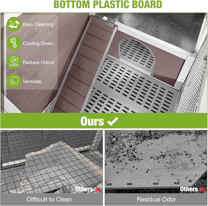 Wooden Guinea Pig Cages Indoor,Two-Story Wooden Rabbit Cage Hutch with Removable Stand and Pull Out Tray, Small Animals Cage Habitat with Ramp and Plastic Mesh(Brown&White)