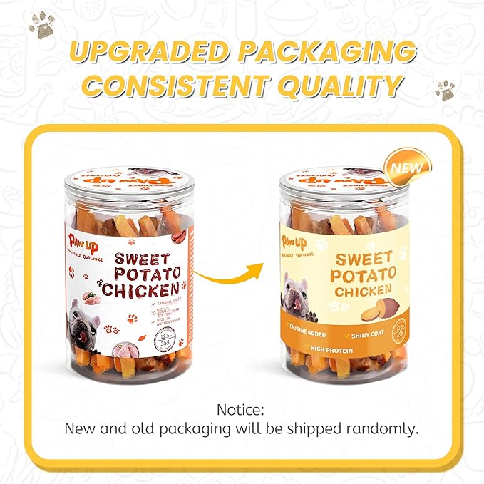 Chicken Sweet Potato Dog Treats, Double Sweet Potato Chews with Taurine, Healthy Pet Snacks for Small Medium Large Dogs, 12.5 oz