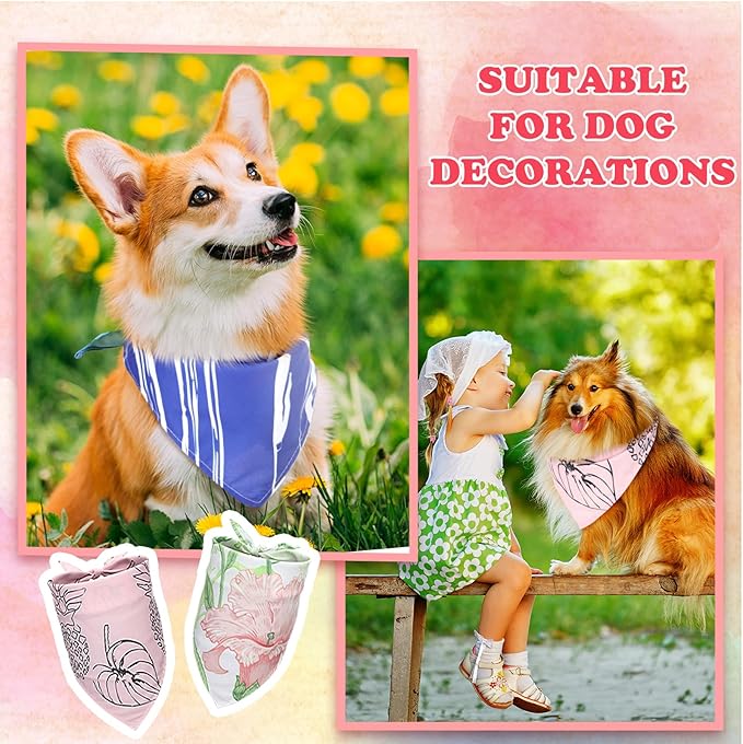 100 Pcs Dog Bandanas Bulk Pet Bibs Colorful Triangle Scarf Pet Bandanas for Medium Large Dogs Spring Summer Birthday Costume Decoration (Boho)