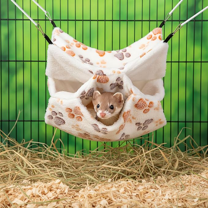 Sadnyy 6 Pieces Guinea Pig Rat Hammock Three Layer Ferret Bed Small Animal Hanging Pet Cage Hammock for Chinchilla Rat Sugar Glider Squirrel Reptiles (Classic Pattern)