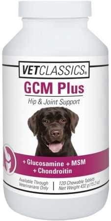 Vet Classics GCM Plus Hip & Joint Support Dog Supplement – Includes MSM, Chondroitin, Glucosamine – Supports Healthy Joints, Flexible Hips in Dogs – Chewable Tablets 120 Ct.