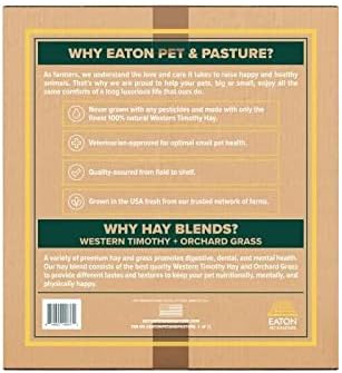 Eaton Pet and Pasture Naturally Grown, Premium, 1st Cut Blend, Western Timothy Hay Orchard Blend, Small Animal Food, Sustainable, Eco-Friendly, Farmer-Owned, 25LB-Box.