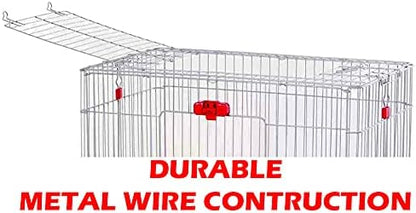 Pink XLarge 2-Level Indoor/Outdoor Small Animal Rabbit Habitat Cage Guinea Pig Hedgehog Ferret Chinchilla with Solid Platform & Ramp Large Access Doors