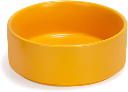 SPUNKYJUNKY 13.5OZ Ceramic Dog and Cat Bowl, Modern Cute Weighted Food Water Bowl for Replacement Yellow (1 Pack)