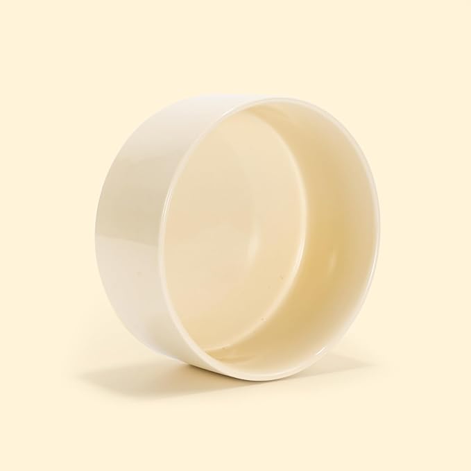 SPUNKYJUNKY 28.7OZ Ceramic Dog and Cat Bowl, Modern Cute Weighted Food Water Bowl for Replacement Beige (1 Pack)