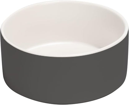 SPUNKYJUNKY 28.7OZ Ceramic Dog and Cat Bowl, Modern Cute Weighted Food Water Bowl for Replacement White-Grey (1 Pack)